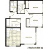 Floor plan for 2 beds, 2 baths, 844 sqft